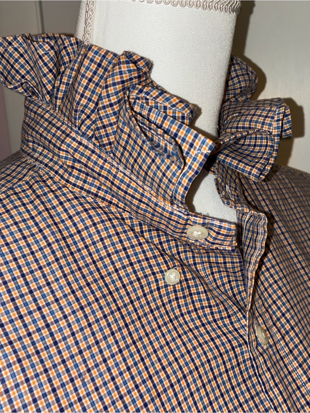 Up cycled Ralph Lauren ruffled collar Girly shirt